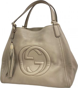 Gucci Gray Leather Tote Bag (Pre-Owned)