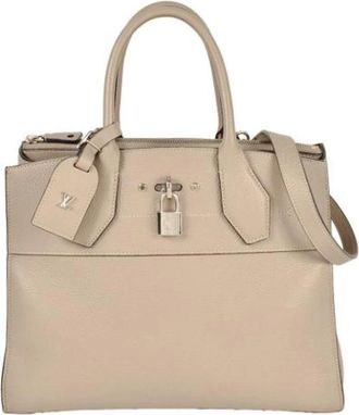 Louis Vuitton Tweedehands leren Louis Vuitton tassen - Dames - Vintage Handtas - Beige - ONE Size - Leer - Vintage