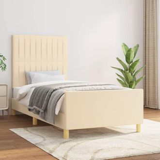 vidaXL Estructura De Cama Sin Colch&oacute;n Tela Crema 80x200 Cm Vidaxl