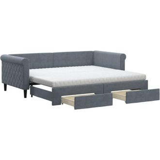 vidaXL Sof&aacute; Cama Nido Con Cajones Terciopelo Gris Oscuro 90x190 Cm Vidaxl