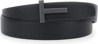 Tom Ford Leren Riem met T-gesp - Heren - Riemen - Zwart - 115 CM - Leer - Accessoires