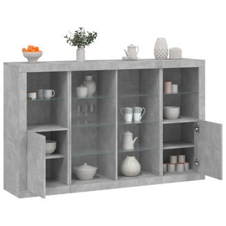 Berkfield Home Sideboards with LED Lights 3 pcs Concrete Grey Engineered Wood
