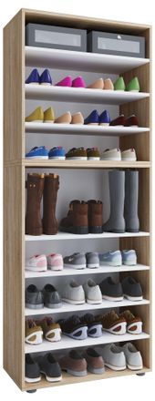 ebuy24 Ebuy24 - Estante De Zapato De Madera Vcm Dimensiones: Al. 183 X An. 70 X P. 37 Cm Armario Multiusos 9 Compartimentos Sin Puertas - Lona (sonoma Roble)