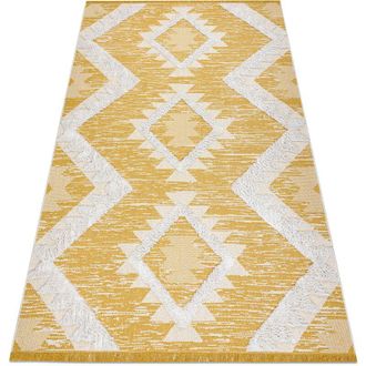 RugsX Rugsx - Alfombra Eco Sisal Boho Moroc Diamantes 22312 Franjas - Dos Niveles De Vell&oacute;n Amarillo / Crema, Alfombra Reciclada Yellow 175x270 Cm