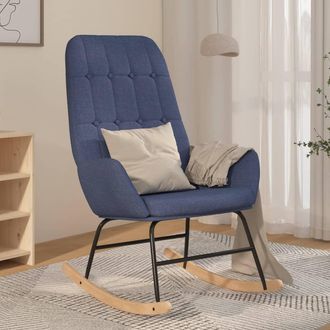 vidaXL Silla Mecedora De Tela Azul Vidaxl