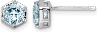 Diamond2Deal Sterling Silver Rhodium-plated Polished Sky Blue Topaz Earrings