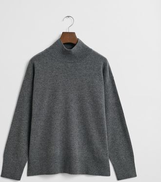 GANT Women Superfine Lambswool Turtleneck Sweater (XXXL) CHARCOAL MELANGE