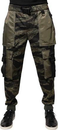Dolce & Gabbana Mens Green Cotton Jogger Cargo Pants Nylon Polyester