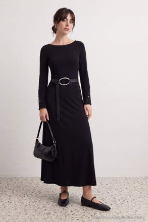 Trendyol Modest Dames Zwart Effen Maxi Lang A-lijn Modest Jurken