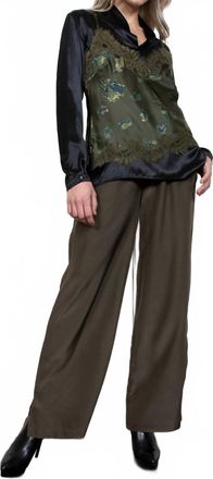 Gold Hawk Printed Lucy Camisole In Moss Green Flora Garden Print