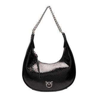 Pinko Brioche Hobo Mini Tas van gelamineerd leer - Dames - Schoudertassen - Zwart - ONE Size - Leer - Tassen