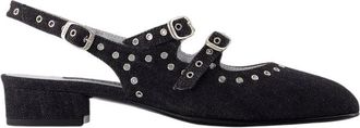 Carel Zwarte Denim Sling Back Queen Schoenen - Dames - Pumps - Zwart - 37 EU - Denim - Schoenen