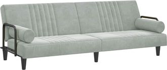 vidaXL Vidaxl - Sof&aacute; Cama Con Reposabrazos Terciopelo Gris Claro