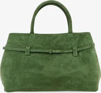 Manu Atelier Womens Handbag Le Cambon 35 Green Suede Handbags Hand Bags