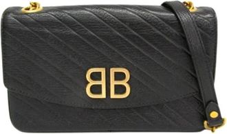 Balenciaga Pre-owned BB Logo Chain Schoudertas - Dames - Vintage Schoudertas - Zwart - ONE Size - Leer - Vintage