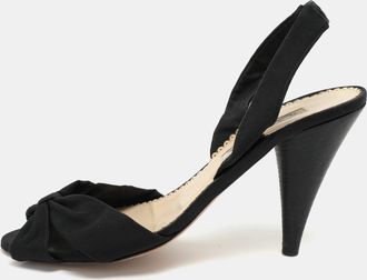 Oscar De La Renta Oscar De La Renta Black Fabric Bow Slide Sandals