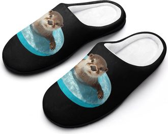 Generic Otter in Swim Ring Funny Mens Cotton Slippers Soft Non-Slip Rubber Sole House Slipper Indoor Outdoor