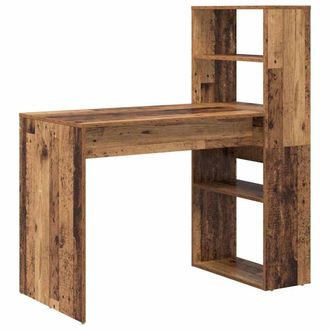 Berkfield Home Desk with Storage Old Wood 113x54x120 cm Engineered Wood | Size: 113 x 54 x 120 cm