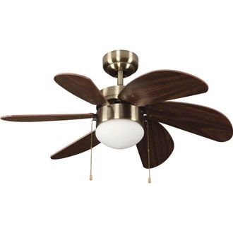 Wonderlamp Ventilador de techo peque&ntilde;o marr&oacute;n con luz