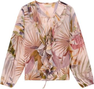 Guess Emy Top met ruches - Dames - Blouses - Veelkleurig - S - Polyester - Overhemden