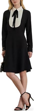 Lauren Ralph Lauren Georgette collared bow midi dress - Nero