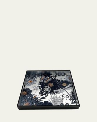 Nomi K Silver Modern Dragonfly Lacquered Tray
