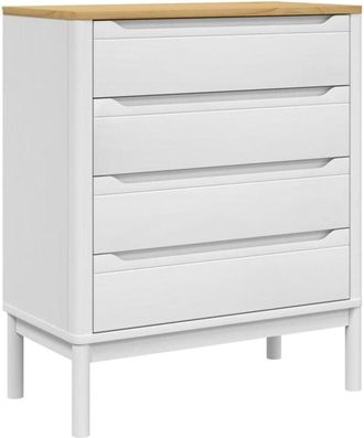 vidaXL Cómoda cajonera floro madera maciza de pino blanco Vidaxl