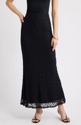 Open Edit Sheer Lace Maxi Skirt in Black at Nordstrom, Size Xx-Small
