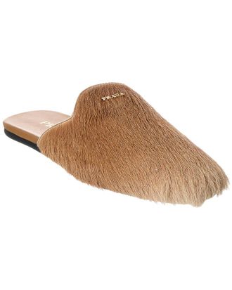 Prada Logo Haircalf Mule