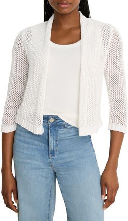 Nic+Zoe Openwork Knit Mesh Ruffle Trim Cardigan in Paper White at Nordstrom, Size Xx-Large