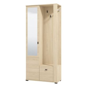 Dmora Mueble De Entrada Vique, Espejo Incluido, 6 Estantes, Perchero, 87x36x197h Cm Marr&oacute;n Roble