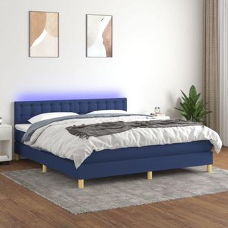 vidaXL Vidaxl - Cama Box Spring Con Colch&oacute;n Y Led Tela Azul 180x200 Cm