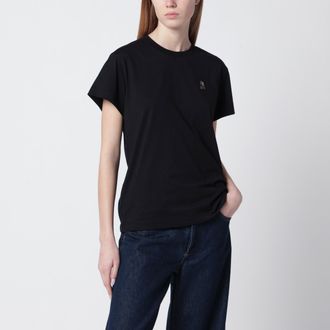 Parajumpers Black cotton T-shirt with logo patch