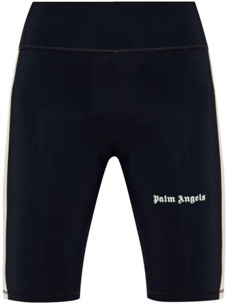Palm Angels logo-printed cycling shorts - Black