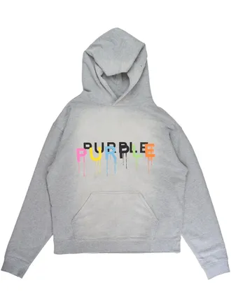 Purple logo-print White hoodie - men - Fabric - M - Grey