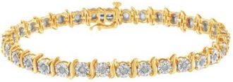 House of Brilliance Silver 1.0 Ctw Diamond S-Curve Link Miracle-Set Tennis Bracelet in Yellow Gold Over Silver at Nordstrom, Size 7