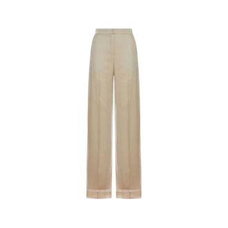 Max Mara Wide Trousers, female, Beige, Size: 2XS Silk organza trousers