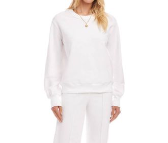 Karen Kane Long Sleeve Ribbed Top In Off White