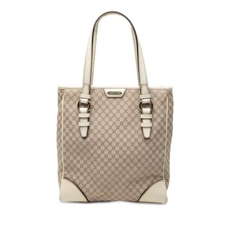Celine Pre-owned Celine Croc Embossed Leather Trimmed Macadam Canvas Tote Ladies WC-ST-0068