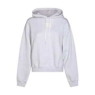 Alexander Wang Hoodies, female, White, M, Terry Hoodie Sweatshirt with Logo Print