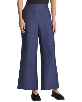 Lafayette 148 New York Columbus Cropped Wide Leg Linen Pant