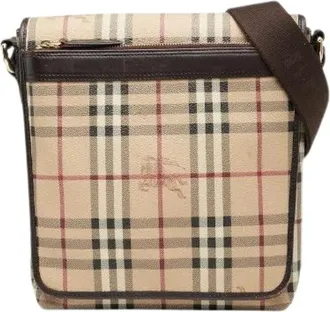 Burberry Pre-owned Cross Body Bags, female, Beige, Size: ONE SIZE Pre-owned Canvas shoulder-bags