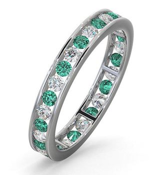 The Diamond Store ETERNITY RING RAE DIAMONDS G/VS AND EMERALD 1.20CT - Platinum