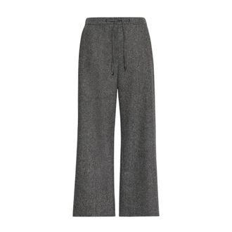 Max Mara Wollen flanellen joggingbroek - Dames - Broeken - Grijs - Maat: S Wol