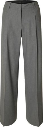 Selected Grijze Wide-Rita Lano Broek - Dames - Wijde Broeken - Grijs - XL - Wol - Broeken