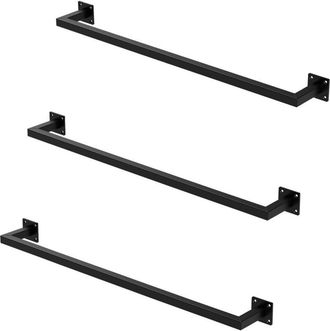 ML Design Ml-design - Set 3x Percheros De Pared 90x12 Cm De Acero Inoxidable Negro Para Vestidor Armario Ba&ntilde;o O Cocina, Barra De Almacenamiento Hasta 50kg Para 
