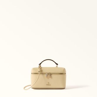 Furla Camelia Borsa Mini Cremino Beige Pelle Di Vitello Granata Donna