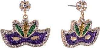 Hallmark Mardi Gras Mask Stone Earrings in Purple at Nordstrom