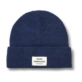 Mads Norgaard Gebreide muts met logodetail - Dames - Hoeden - Blauw - ONE Size - Wol - Accessoires