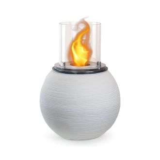 Dmora Chimenea De Bioetanol Dserturin, Chimenea Ecol&oacute;gica, Hogar Sin Humo, Calefactor De Etanol, Made In Italy, 40x40 H54 Cm, Blanco - Dmora